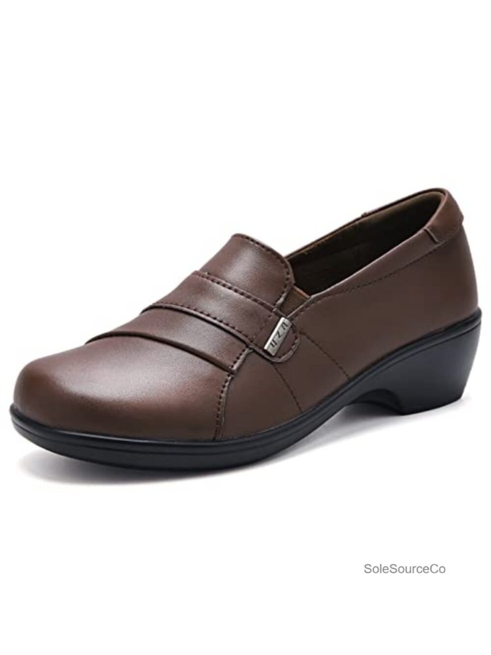 Vegan Leather Slip On Loafers Low Heel Memory Foam Work Dress Shoes